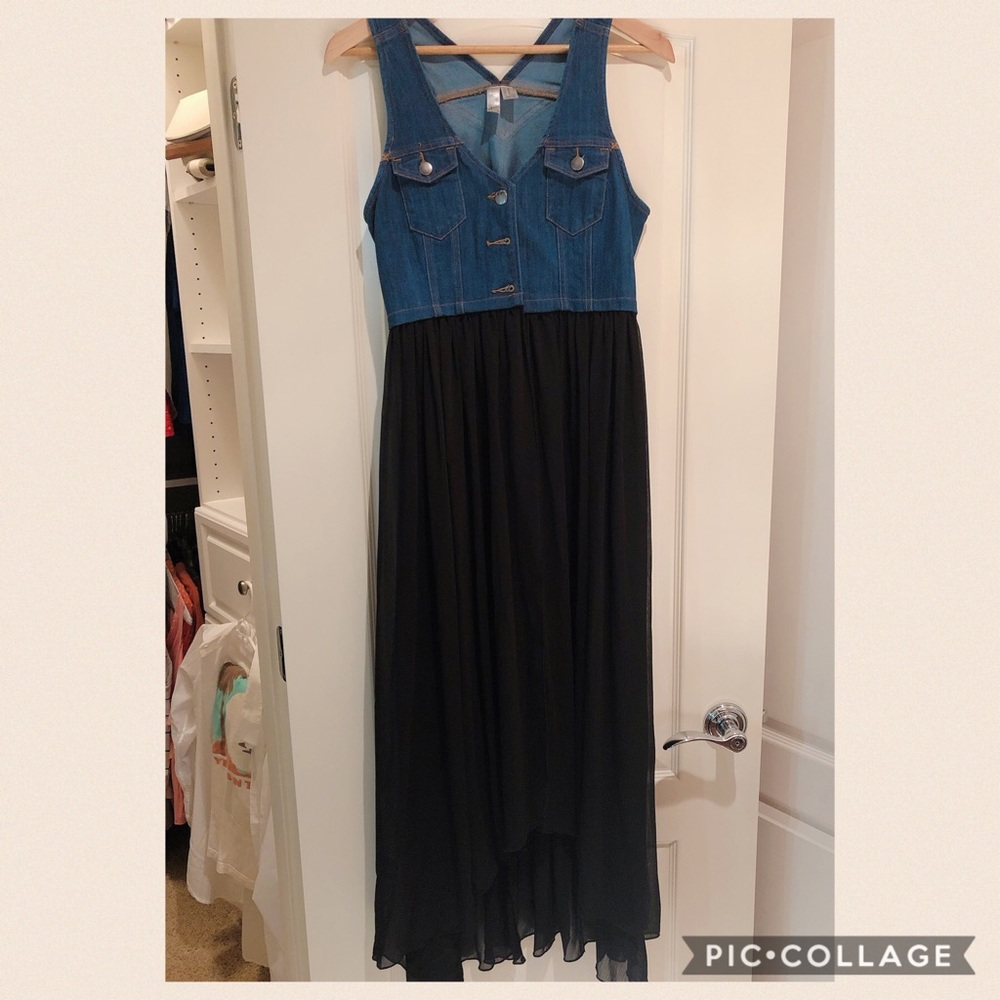 Illusion Dress with Denim and Black Mesh